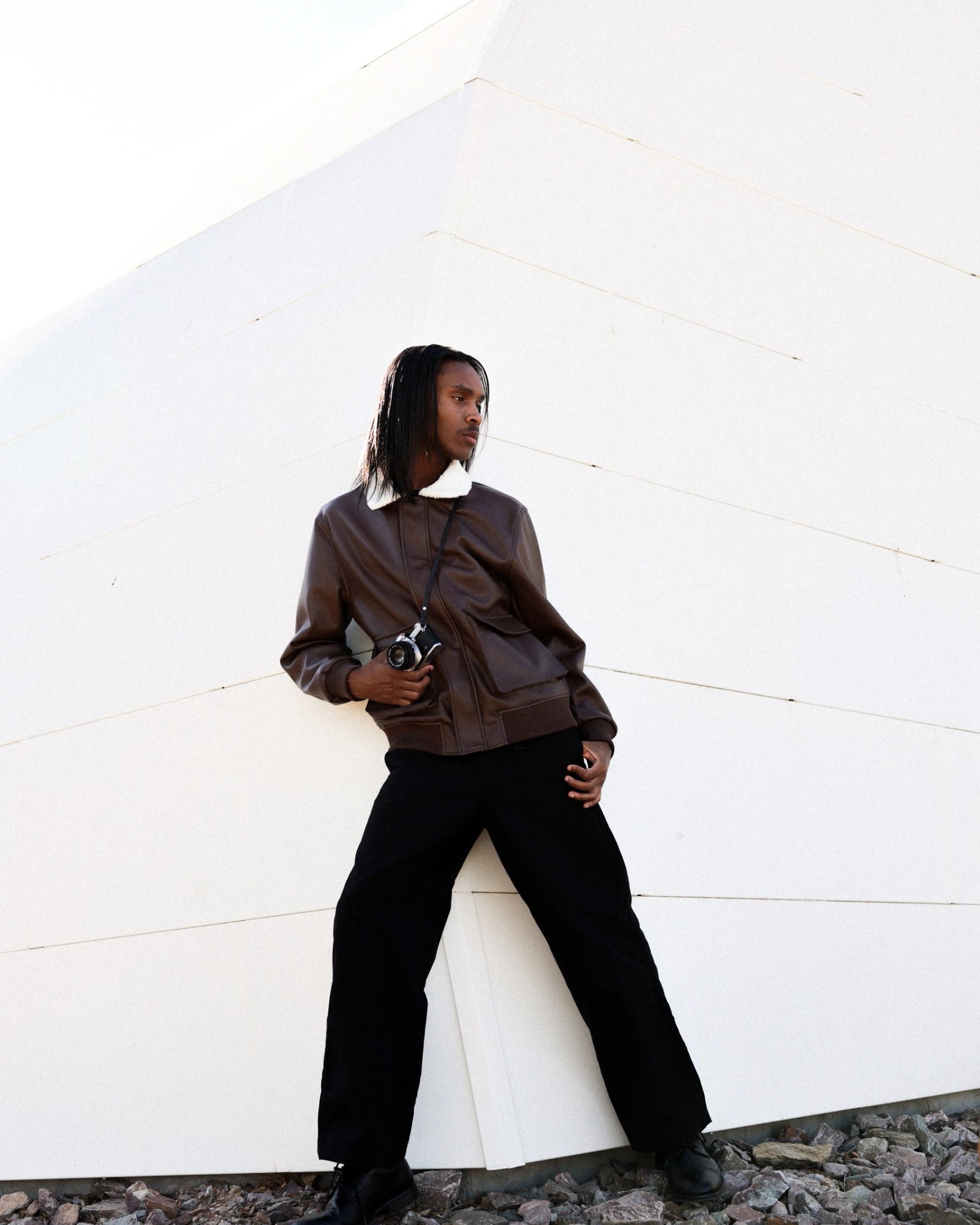 Leather jacket architectural full body
