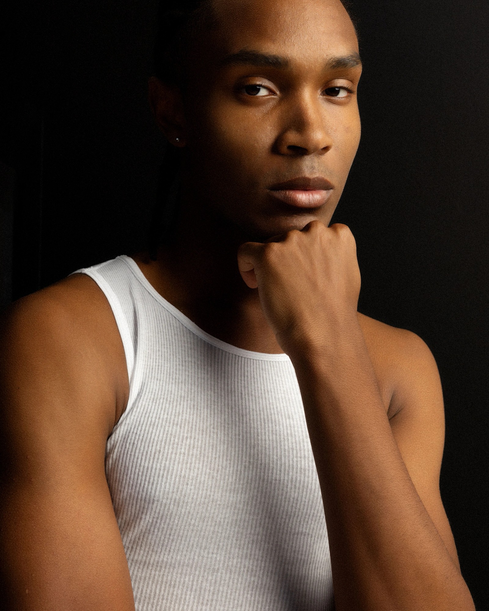 White tank studio portrait